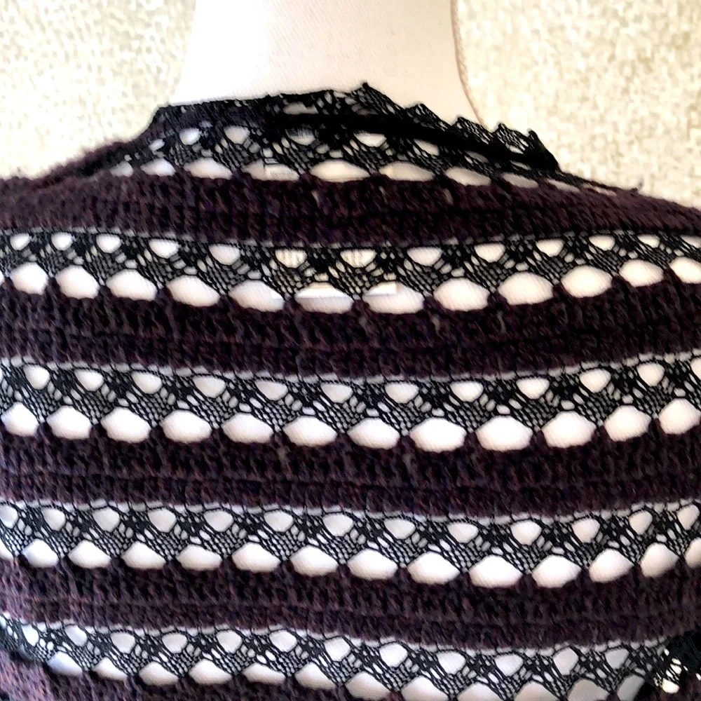CHANEL cashmere black purple sweater 42